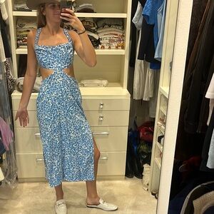 Zara Blue Floral Cutout Dress - size S